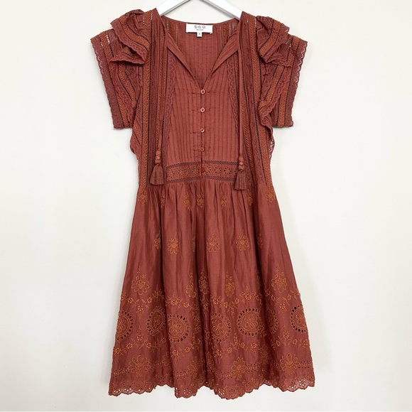 Sea NY Sophie Lace Tunic Ruffle Embroidered Dress